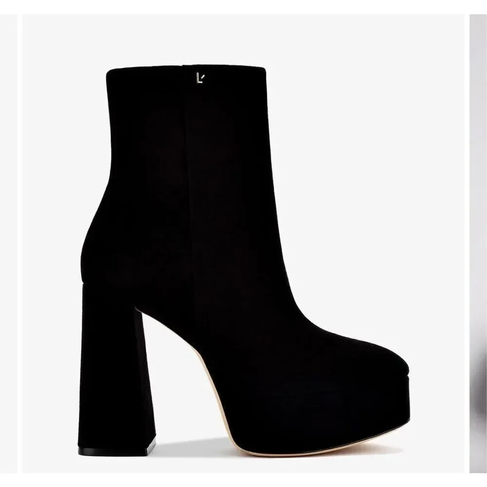 Larroude Dolly Boot In Black Suede NWB Size 9 1/2